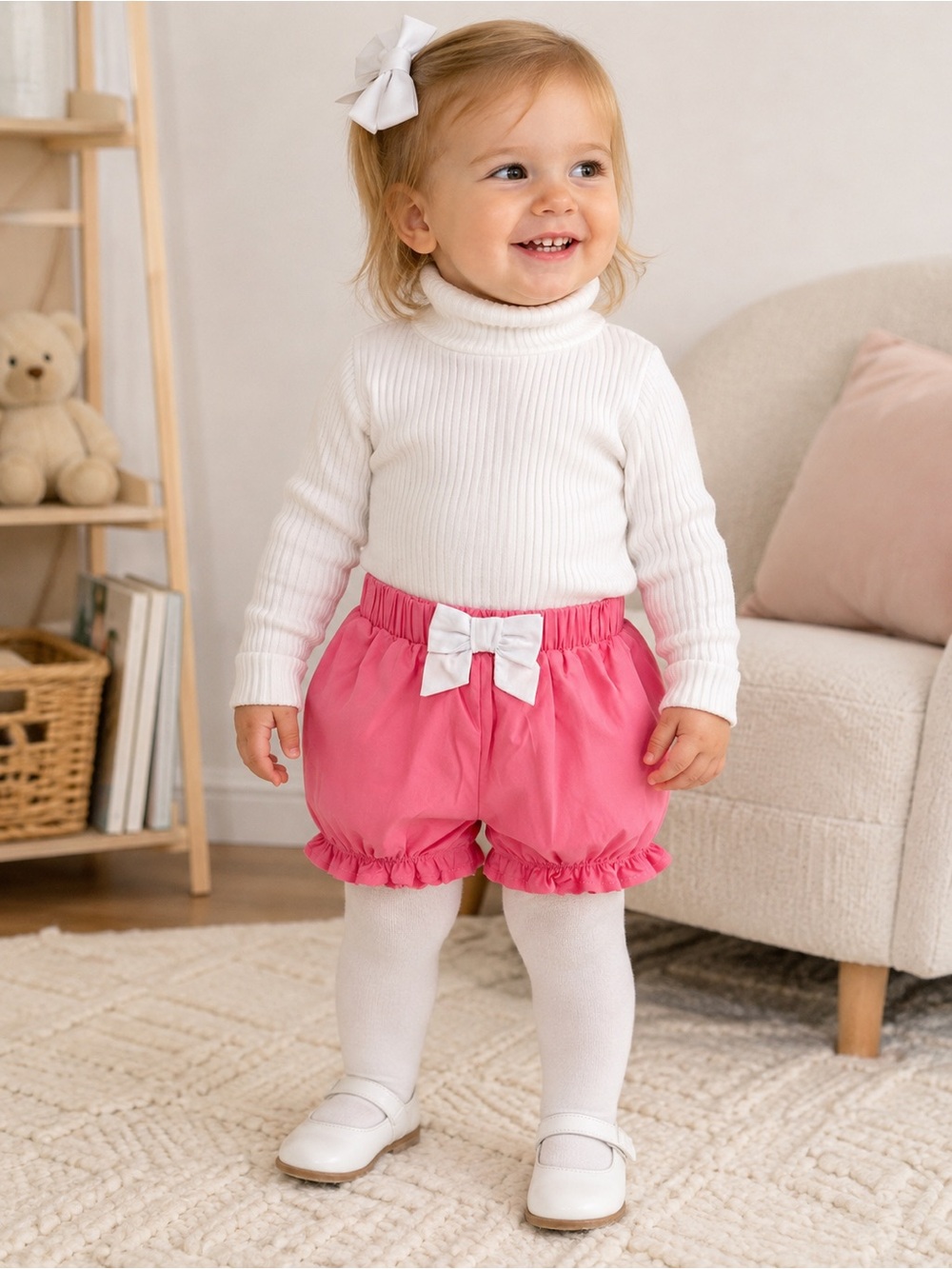 The Beaufort Bonnet Company Pink Bubble Shorts with White Bow